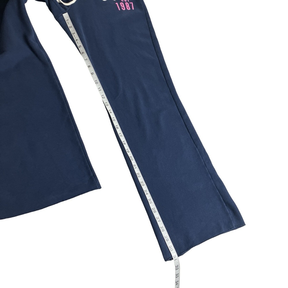 Aeropostale Wide Leg Flare Sweatpants Womens L Blue Raw Hem Mid Rise Y2K Preppy - Picture 12 of 14
